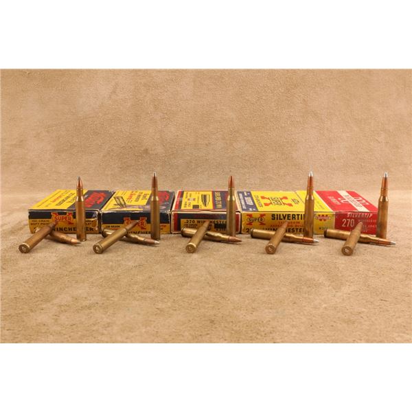 Five Boxes Containing 89rds Of Winchester .270 Win. Silvertips Jhp 100gr 130gr Ammunition
