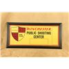 Image 1 : Vintage Winchester Public Shooting Center Cardboard Advertising Sign, 28.5" X 13.5" Framed
