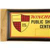 Image 2 : Vintage Winchester Public Shooting Center Cardboard Advertising Sign, 28.5" X 13.5" Framed
