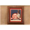 Image 1 : Antique 1926 Us Cartridge Co. .22 N.R.A. Die-cut Cardboard Counter Display Sign Framed 21.5x23