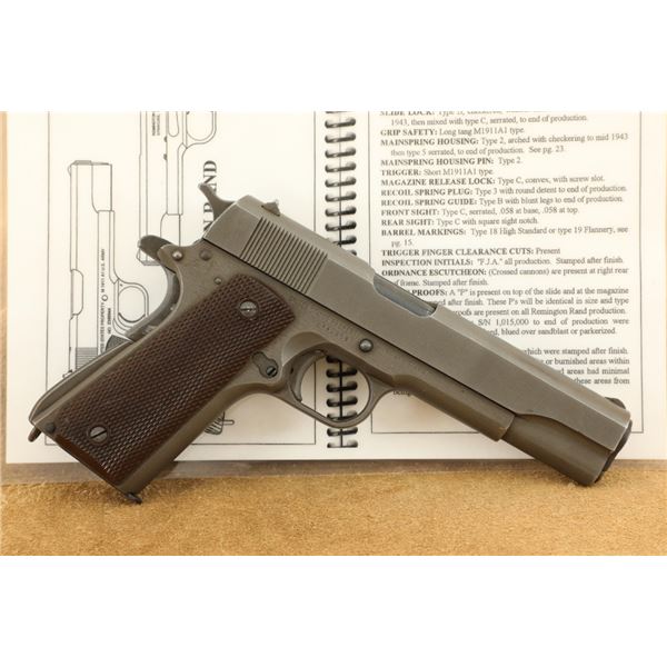 Late Wwii Us Remington Rand 1911a1 1911-a1 .45 Acp Military Semi-automatic Pistol, 1945 C&r