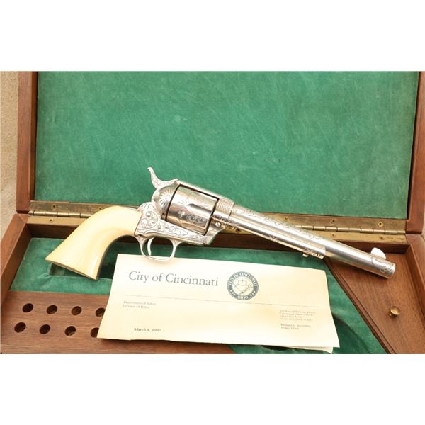 Custom Engraved Inscribed Cased 2nd Gen Colt Single Action Army .38 Special Revolver, 1958 C&r