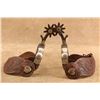 Image 2 : Crockett Cowboy Spurs Hand Tooled Leather Straps Cmc Buckles Western Riding Set