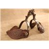 Image 5 : Crockett Cowboy Spurs Hand Tooled Leather Straps Cmc Buckles Western Riding Set