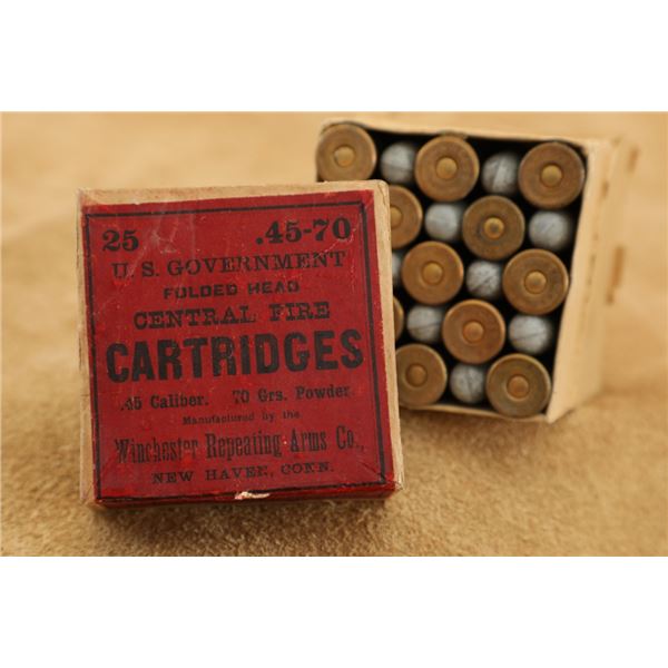 One 20rd Box Of Winchester .45-70 Govt Folded Head Cartridges Black Powder Ammunition