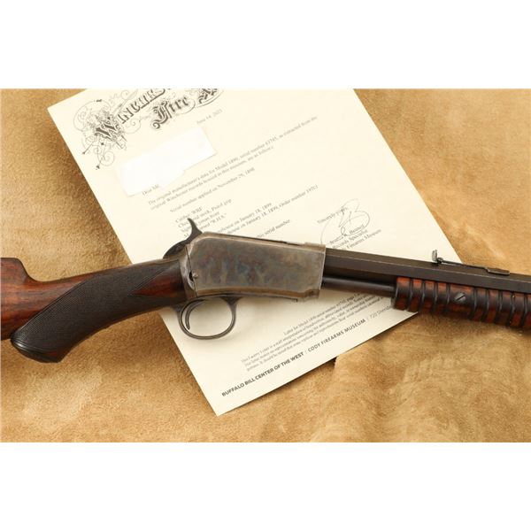 Winchester Model 1890 Deluxe, Factory Monogram & Matted .22 Wrf Slide-action Rifle & Letter Mfd 1898