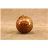Image 1 : Antique 1880s Amber 2.60" Blown Glass Target Ball, 100% Intact W/ Original Factory Wood Shavings