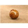 Image 3 : Antique 1880s Amber 2.60" Blown Glass Target Ball, 100% Intact W/ Original Factory Wood Shavings