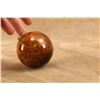 Image 5 : Antique 1880s Amber 2.60" Blown Glass Target Ball, 100% Intact W/ Original Factory Wood Shavings