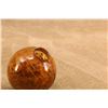 Image 6 : Antique 1880s Amber 2.60" Blown Glass Target Ball, 100% Intact W/ Original Factory Wood Shavings