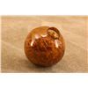 Image 7 : Antique 1880s Amber 2.60" Blown Glass Target Ball, 100% Intact W/ Original Factory Wood Shavings