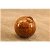 Image 8 : Antique 1880s Amber 2.60" Blown Glass Target Ball, 100% Intact W/ Original Factory Wood Shavings