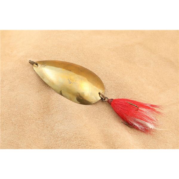 Winchester No. 9591 Brass Trolling Spoon Fishing Lure Red Dressed Treble Hook