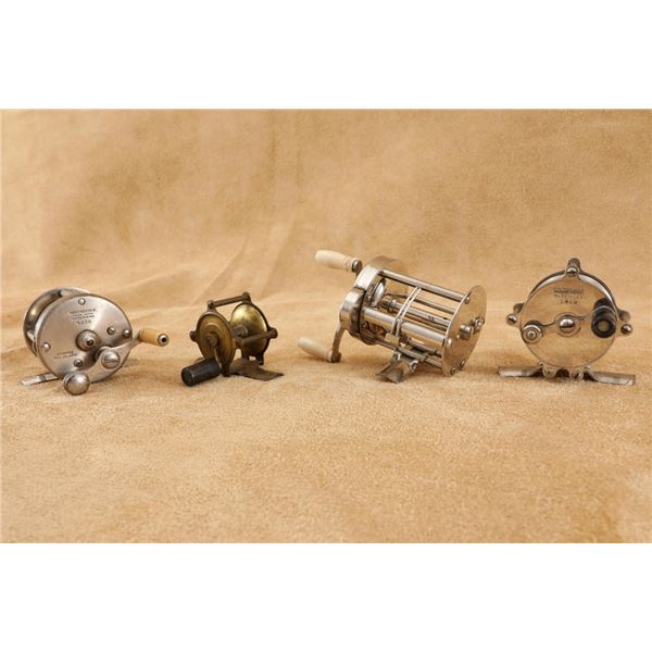 Winchester Vintage Nickeled & Brass Fishing Reels: No. 1119, No. 1312, No. 4256, & No. 4339