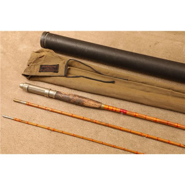 Winchester No. 6010 Bamboo 3 Piece 9' Fly Fishing Rod With Cloth Storage Bag & Metal Tube