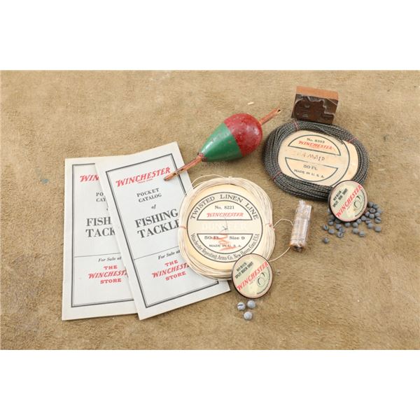 Winchester Reel Letterpress, Lines, Lead Shot Weights, Float, & Two Pocket Catalogues