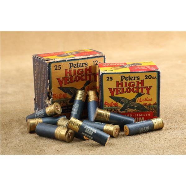 Two Boxes Of Vintage Peters High Velocity 12 Ga & 20 Ga Shotgun Shell Ammunition