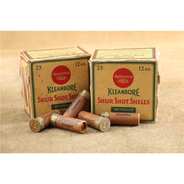 Two Vintage Boxes Containing 50rds Of Remington Shur Shot 12 Ga 2 3/4" Shotgun Ammunition