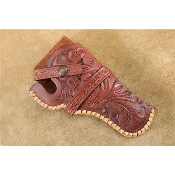 Abercrombie & Fitch No. 1909 Laced & Floral Carved Holster Rh For 4" Medium Frame Revolvers