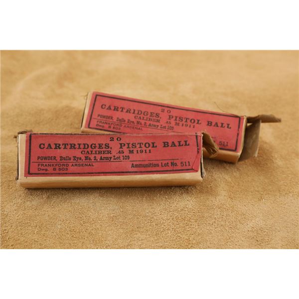 Frankford Arsenal .45 Acp M1911 Ball Ammo Lot No. 511 40 Rds Vintage Military Cartridges