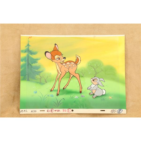 Disney Movie "bambi" And Thumper Painted Cel And Background