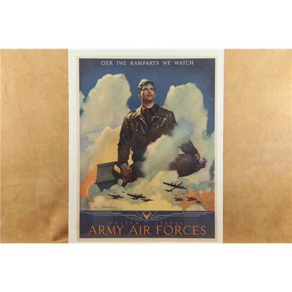Original 1940s United States Army Air Forces "o'er The Ramparts We Watch" 19" X 25" Poster