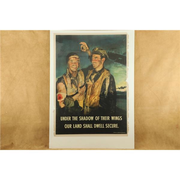 Original 1944 Wwii "under The Shadow Of Their Wings..." 26.75" X 37" Poster