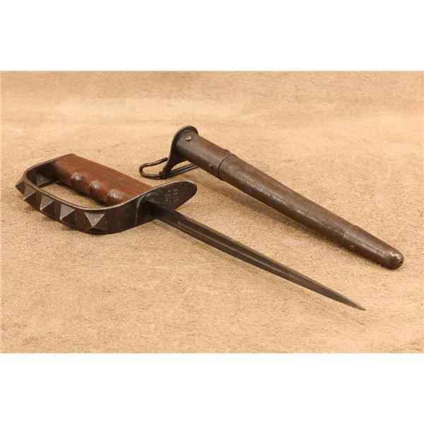 Original Wwi U.S. Model 1917 L.F.&c. Trench Knife Jewell 1918 Leather Scabbard With Maxim Hardware