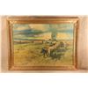 Image 1 : Vintage Robert Wesley Amick The Oregon Trail Framed Lithograph Pioneer Print 45.5"x33.5"