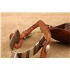 Image 14 : Crockett Cowboy Spurs M. Monroy Silver Buckles A.L. Pappas Tooled Straps Western Set
