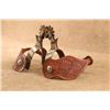 Image 3 : Crockett Cowboy Spurs M. Monroy Silver Buckles A.L. Pappas Tooled Straps Western Set