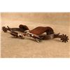 Image 7 : Crockett Cowboy Spurs M. Monroy Silver Buckles A.L. Pappas Tooled Straps Western Set
