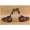 Image 2 : Crockett Western Spurs Tooled Leather Silver Accents North & Judd Buckles Vintage Set