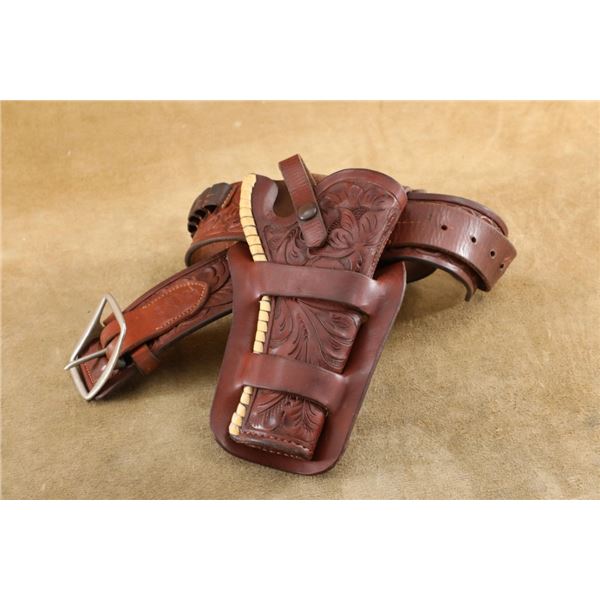 Heiser No. 1710 Rh Holster And No. 53 Cartridge Belt For 5.5" Saa In .45 Colt