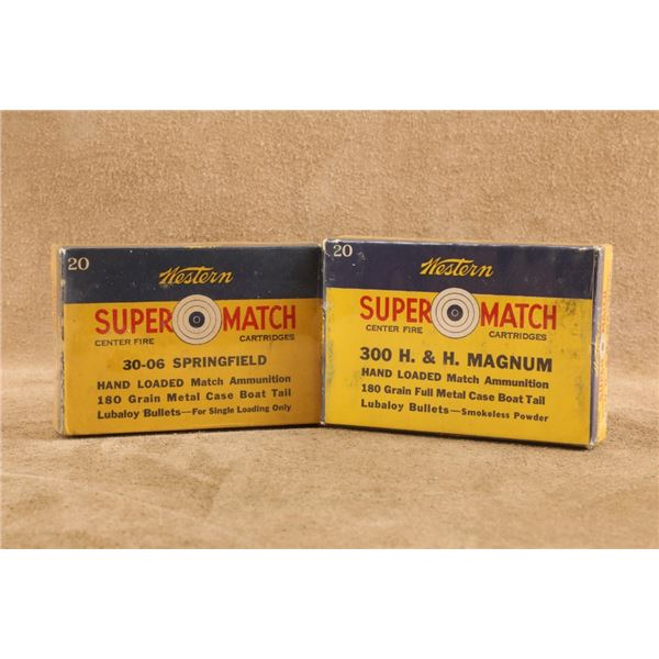 40x Western Super Match Vintage Ammo: .30-06 & .300 H&h Magnum. Handloaded, Collector Wrapped