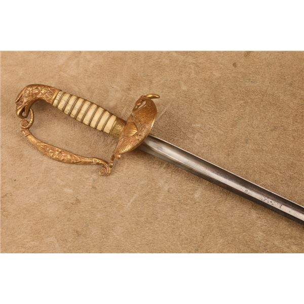 Antique 1840s American Eagle Head Militia Officer Sword 29" Blade No Scabbard Pre-civil War Hilt