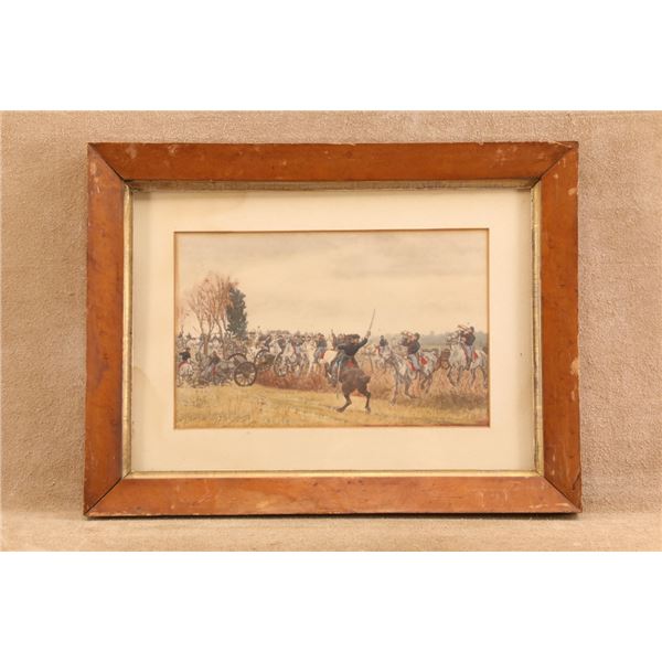 Vintage William Trego 1890 Civil War Battery Forward 17.5x13.25 Wood Back Framed Print