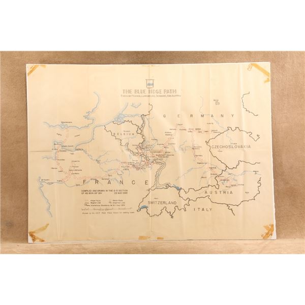 Us Army Wwii Hq 80th Inf Div The Blue Ridge Path May 1945 Paper Route Combat Map