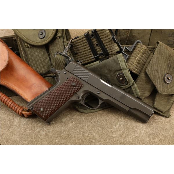 Wwii Us Remington Rand 1911a1 1911-a1 .45 Acp Semi-automatic Pistol And Holster Rig, 1943 C&r