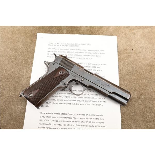 Rick Hacker's Wartime Colt Commercial Government Model 1911 .45 Acp Semi-auto Pistol, 1917 C&r