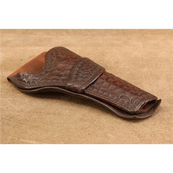 1920s Basketweave Stamped "r.D.H." Leather 5.5" Colt Single Action Army Single Loop Holster