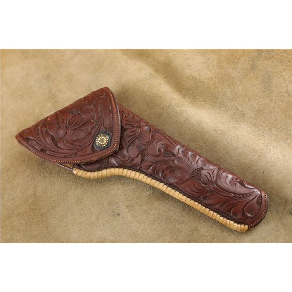Heiser No. 731 7.5" Colt Single Action Army Chamois Lined Hand Carved Leather Flap Holster