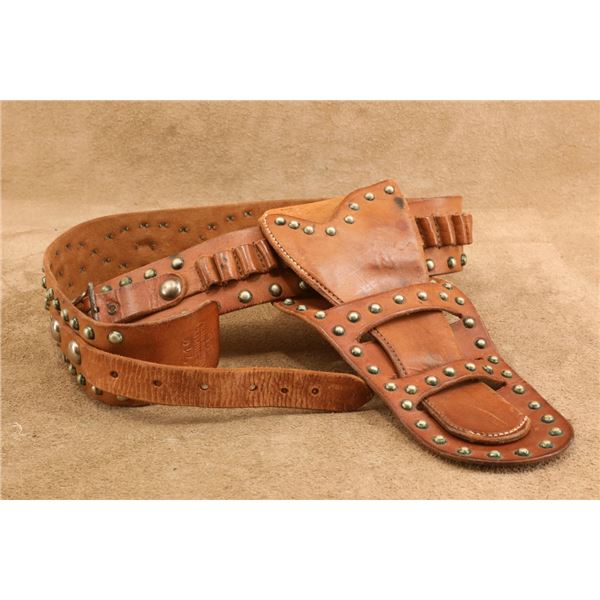 Vintage 1930s C.P. Shipley Kansas City, Mo Studded Gun Rig, 22 Cal Loop Belt, Double Loop Holster