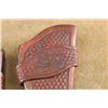 Image 7 : Pair Of A.W. Brill Austin, Texas Basket Weave Tooled Leather Holsters, 6" Right And 5" Left Hand Set
