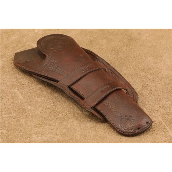 Antique Early 1900s "olive" Marked 7.5" Colt Saa "mexican Double Loop" Leather Revolver Holster
