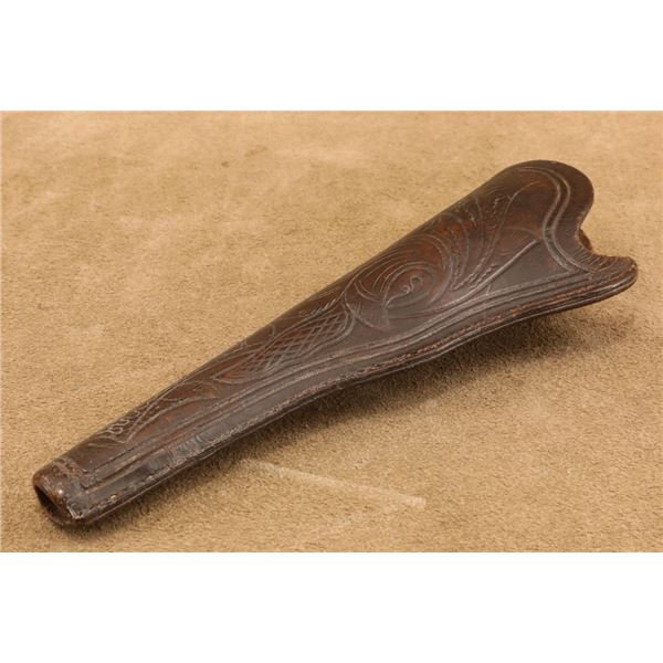 Antique 1800s Colt 1860 Army 8" Barrel Slim Jim Stamped 46 Tooled Leather Pistol Holster