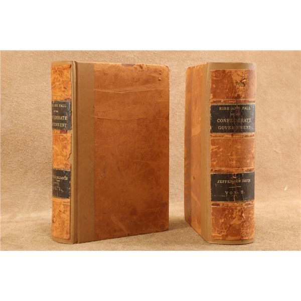 Antique 1881 Jefferson Davis Rise Fall Confederate Government 2v Rebacked Leather Book Set