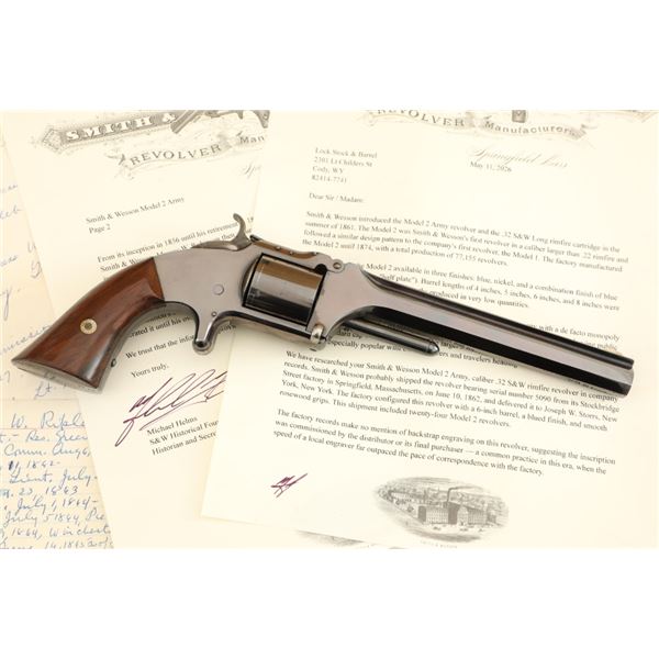 Inscribed Civil War Smith & Wesson S&w No. 2 Old Army .32 Rf 6" Revolver, 1862 Antique