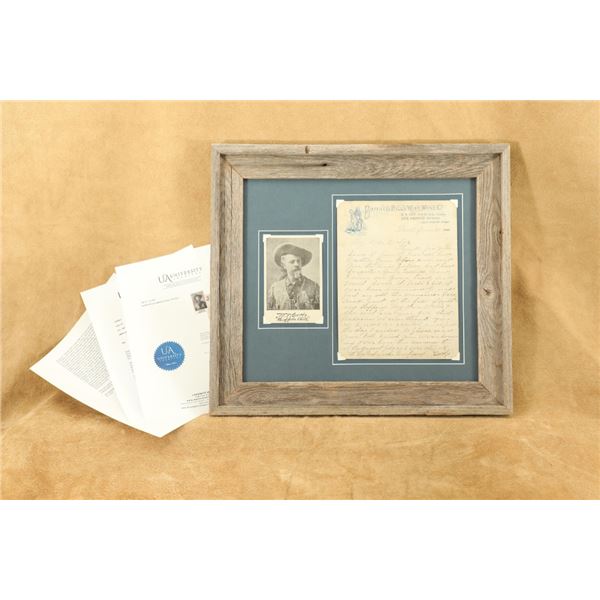 Framed Antique 1889 Buffalo Bills Wild West Co Paris Letter To Doctor 20x18", Authenticated