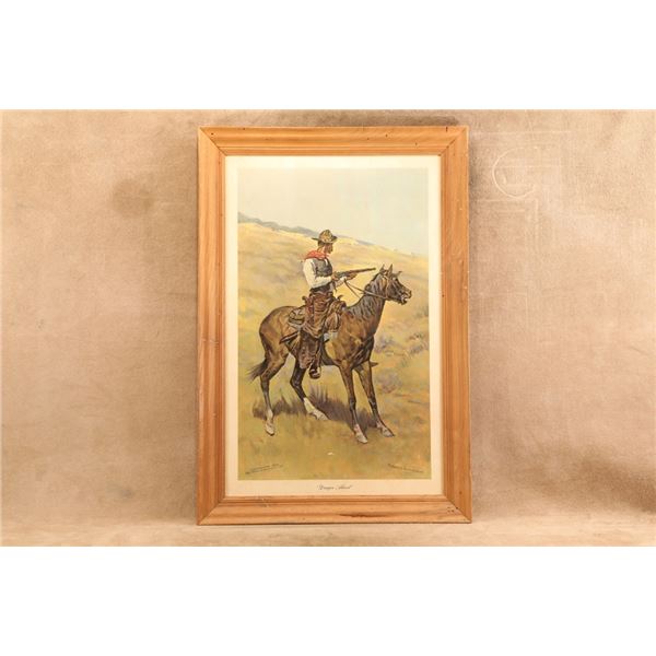Framed 1900 Marlin Fire Arms Co Danger Ahead Frederic Remington 32.5x22.25" Advertising Lithograph